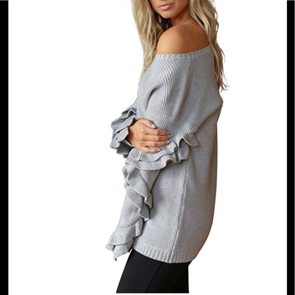 Beautiful women winter loose ruffle sweater - Picture 3 of 7